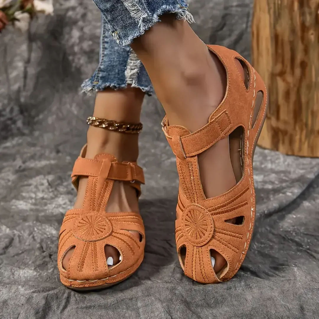 Airfleek Summer Floral Closed Toe Sandals For People With Bunions