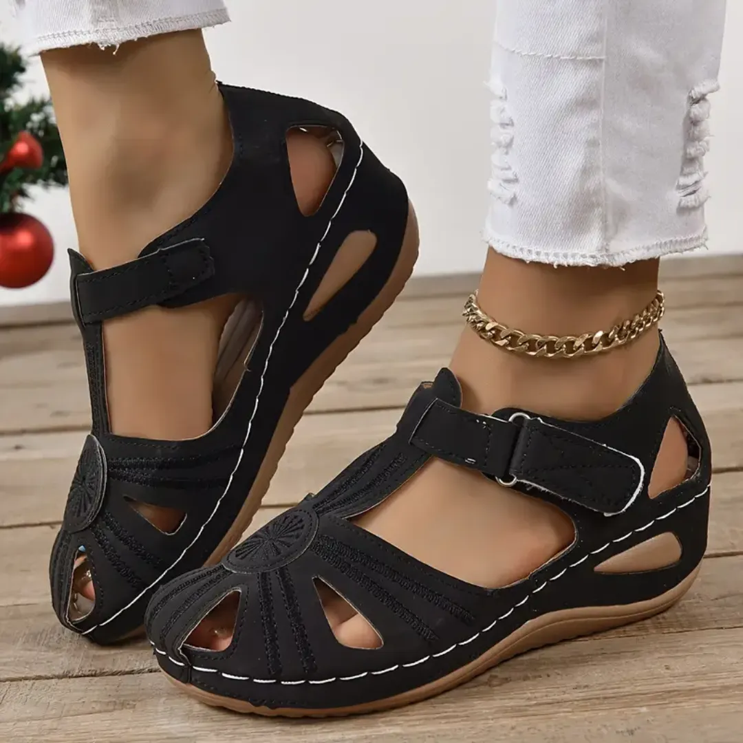Airfleek Summer Floral Closed Toe Sandals For People With Bunions