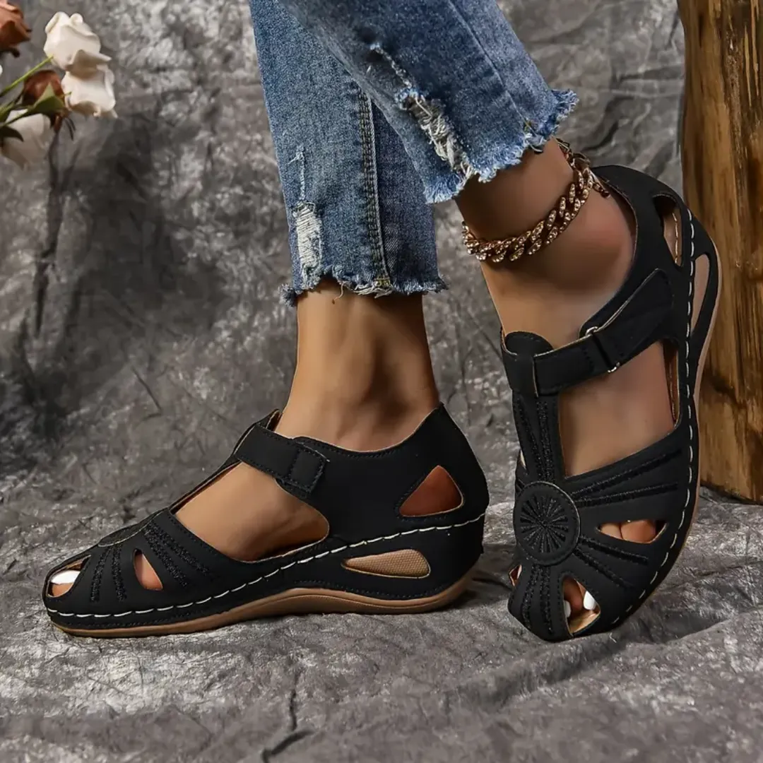 Airfleek Summer Floral Closed Toe Sandals For People With Bunions
