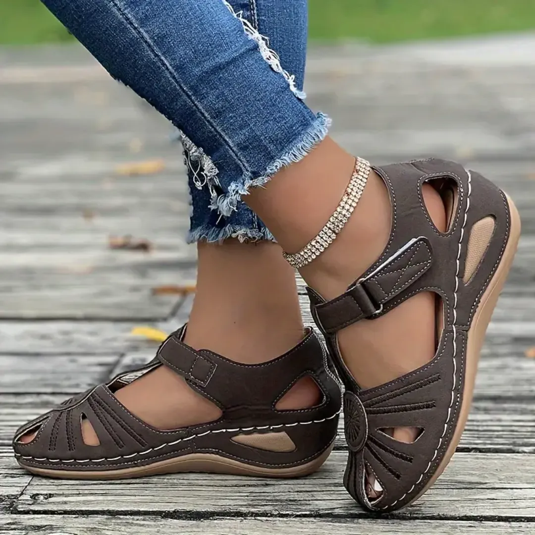 Airfleek Summer Floral Closed Toe Sandals For People With Bunions