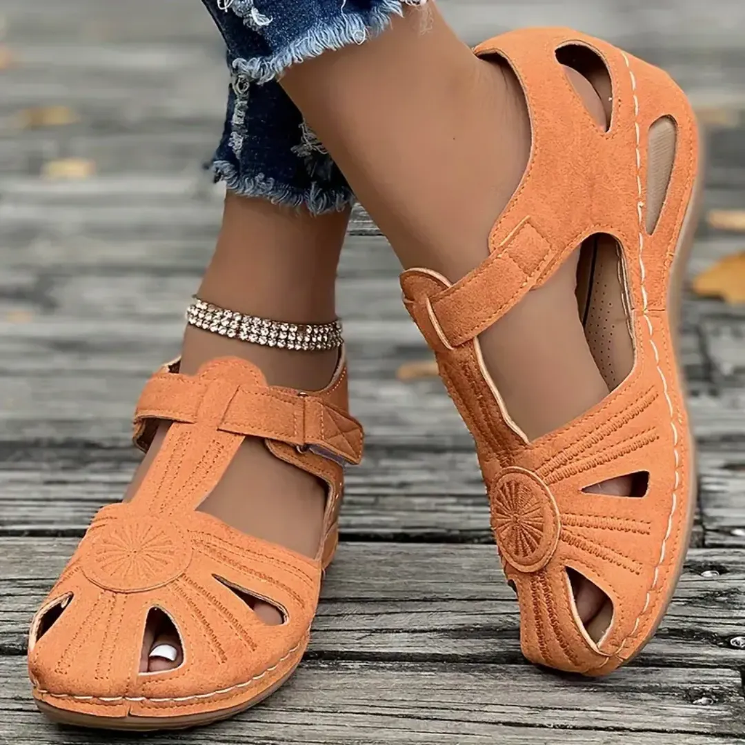 Airfleek Summer Floral Closed Toe Sandals For People With Bunions