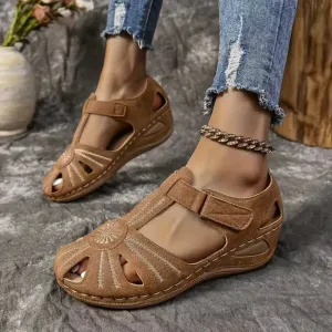 Airfleek Summer Floral Closed Toe Sandals For People With Bunions