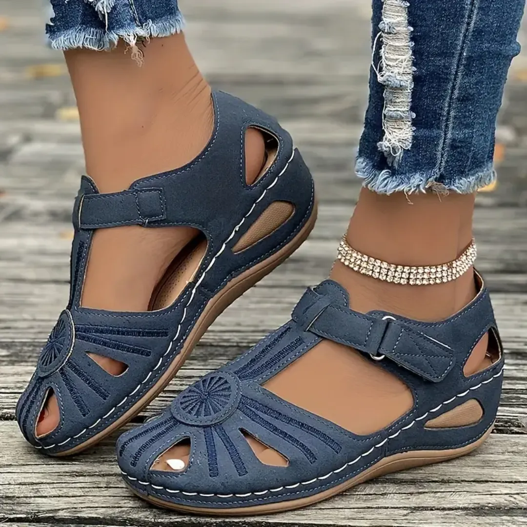 Airfleek Summer Floral Closed Toe Sandals For People With Bunions