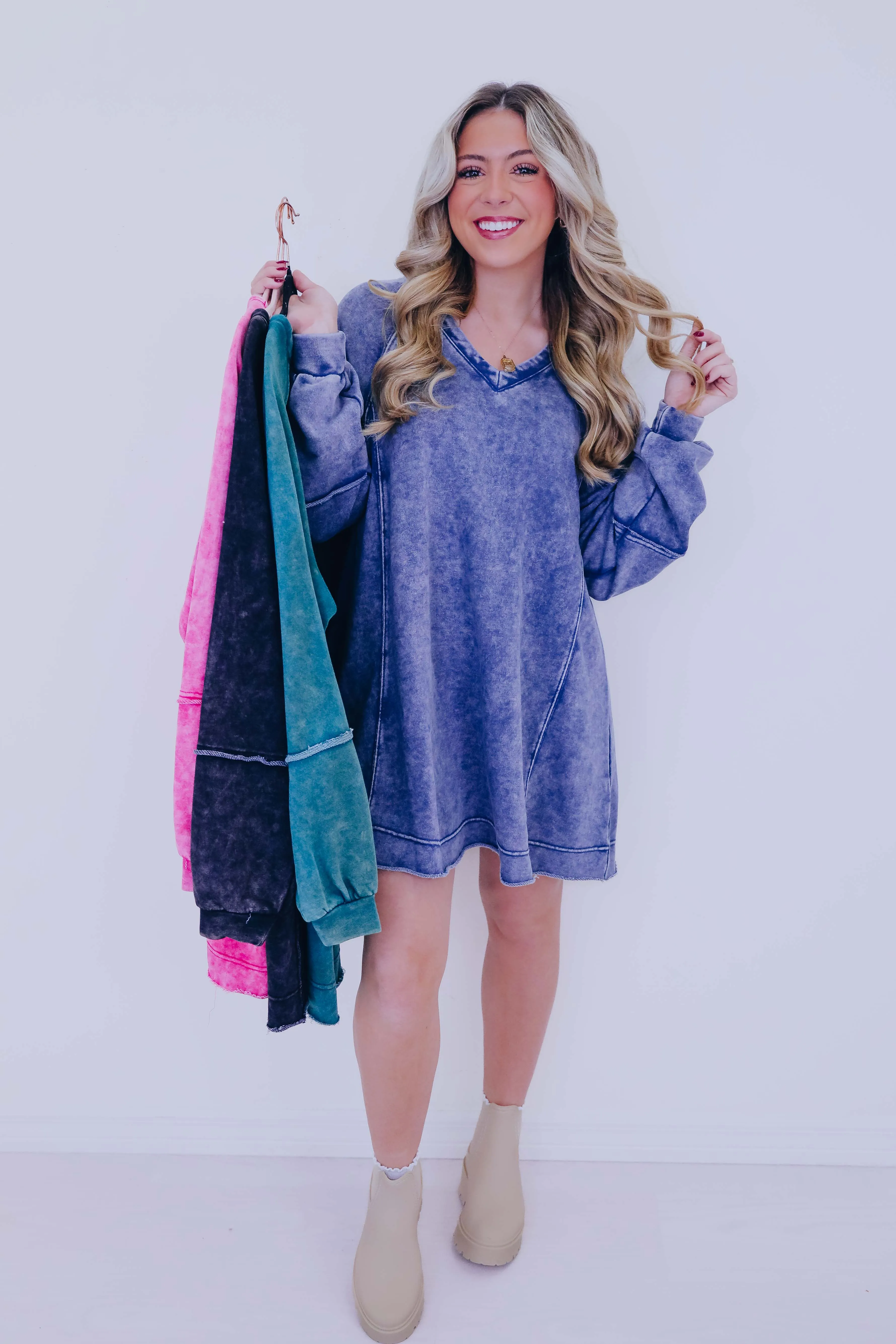 Annie A-Line Sweatshirt Dress - 4 Colors