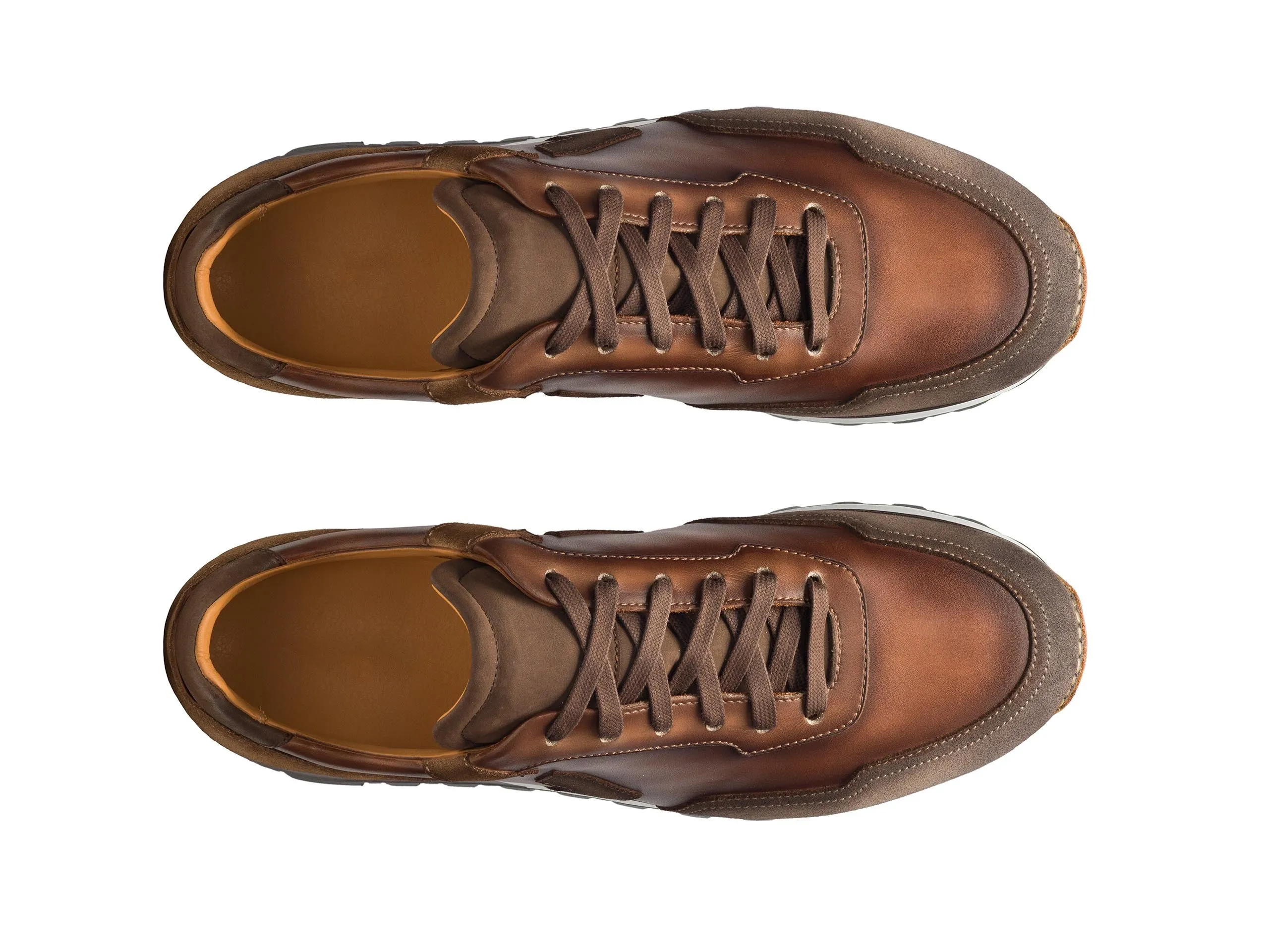 Brown Suede and Leather Laivai Lace Up Running Sneaker Shoes