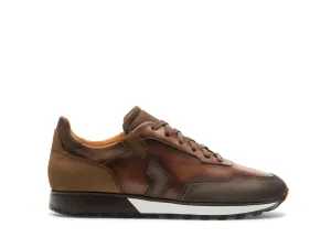 Brown Suede and Leather Laivai Lace Up Running Sneaker Shoes