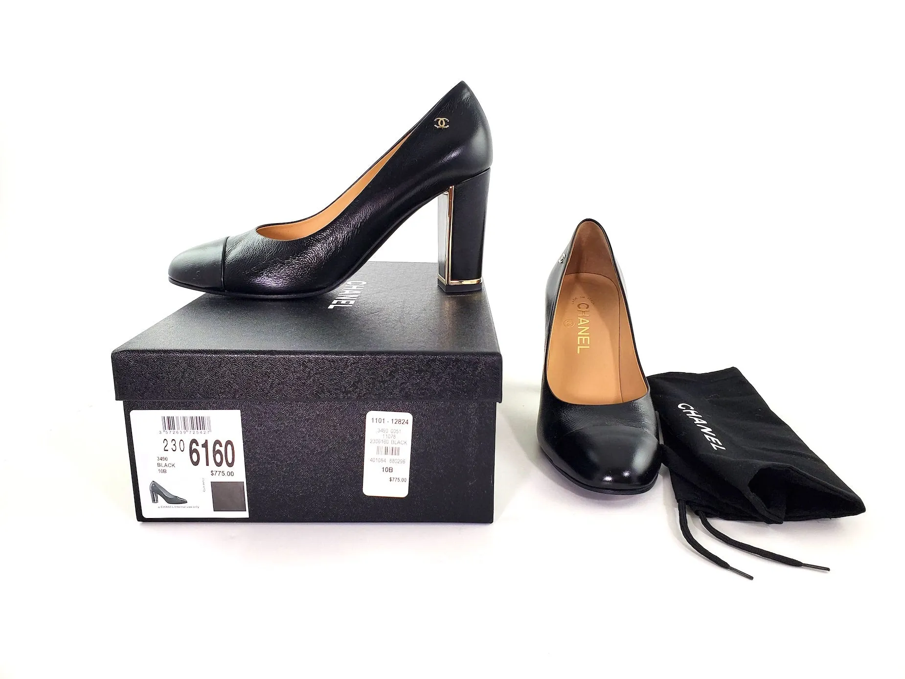 CHANEL CC Logo Round Toe Pumps 40