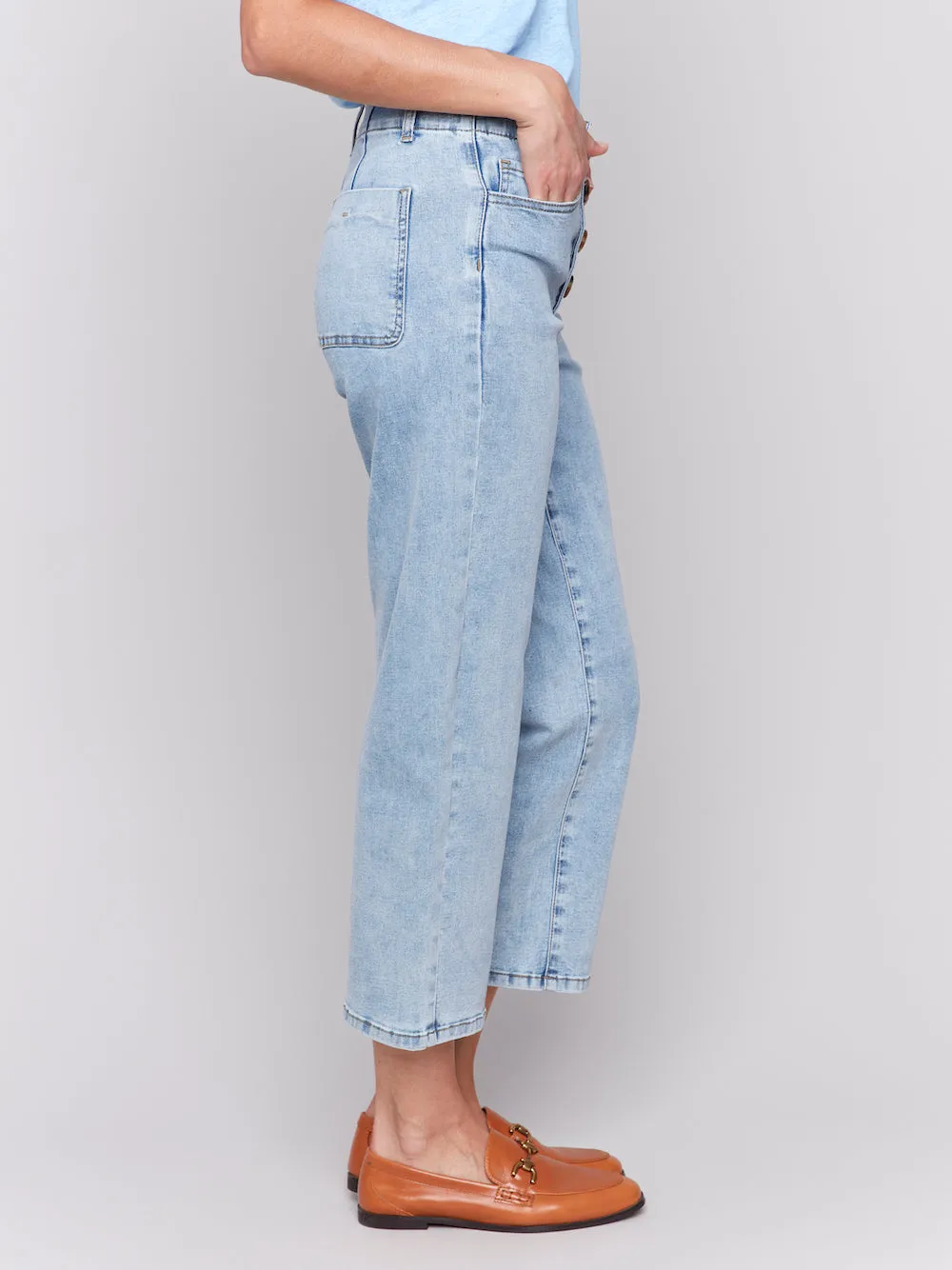 Charlie B Belle Straight Crop - Light Blue