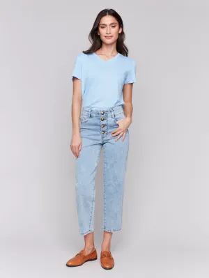 Charlie B Belle Straight Crop - Light Blue