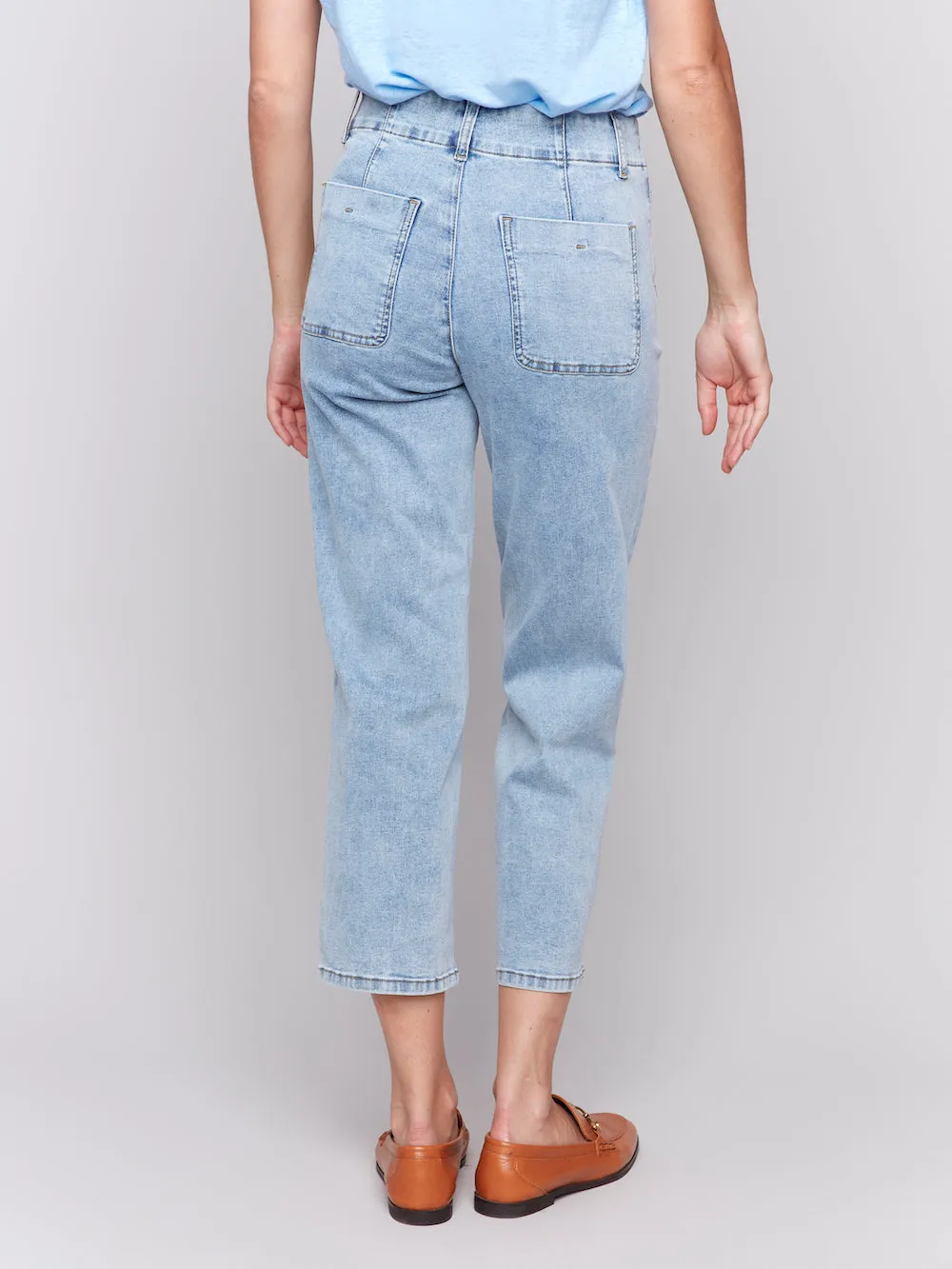 Charlie B Belle Straight Crop - Light Blue