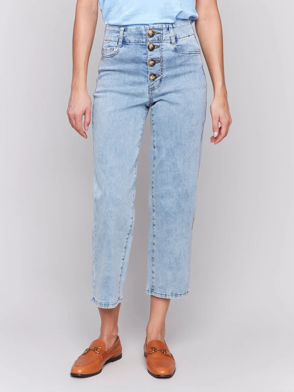 Charlie B Belle Straight Crop - Light Blue