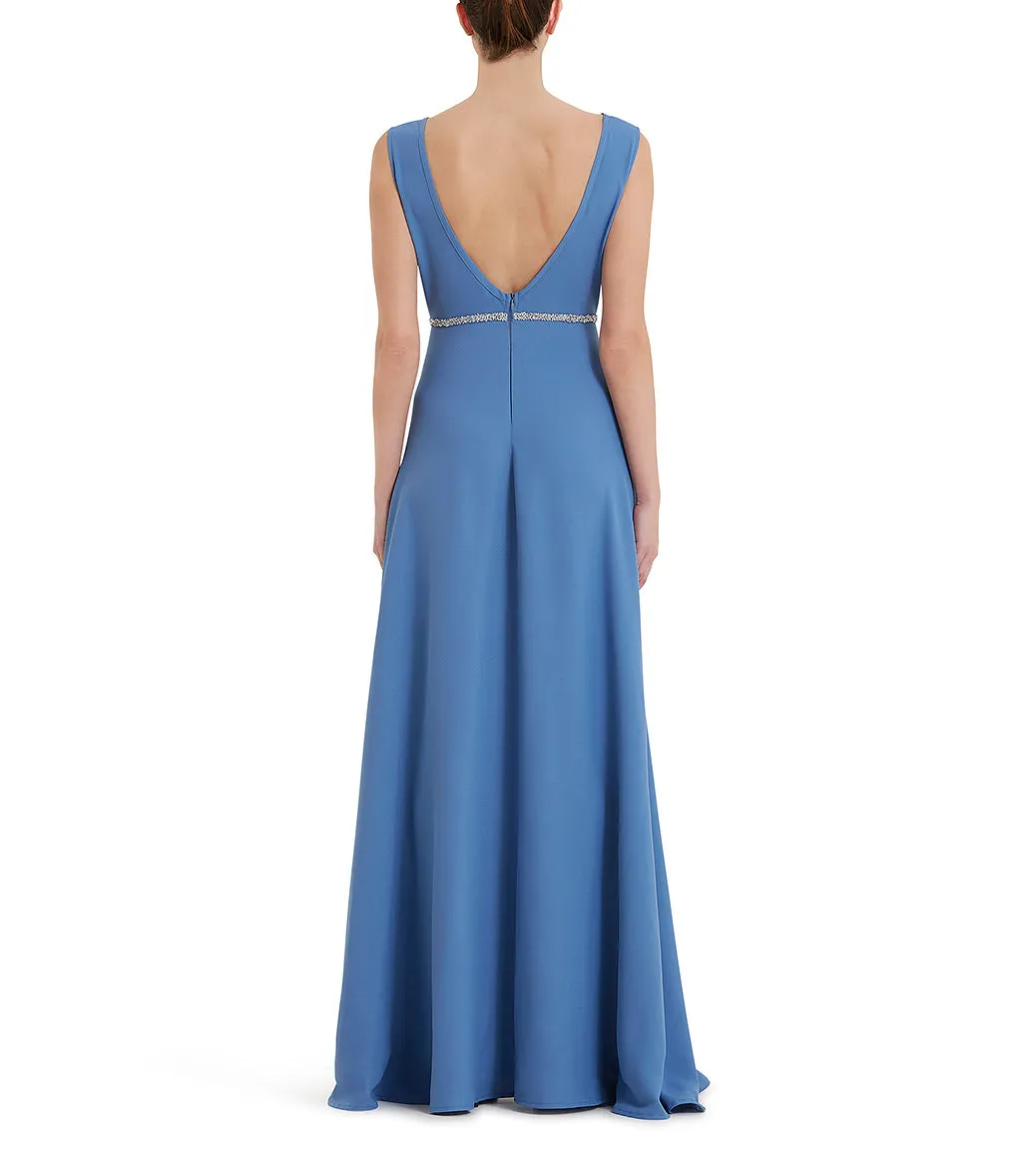 Crystals emebllished sugare paper long party dress