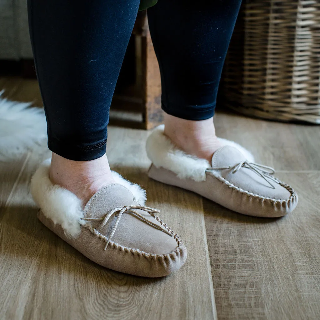 Deluxe Ladies 'Sophie' Sheepskin Moccasin with Soft Sole