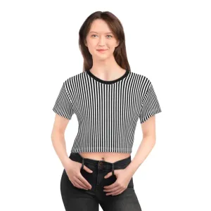 Epic Black Stripes Aop Crop Tee