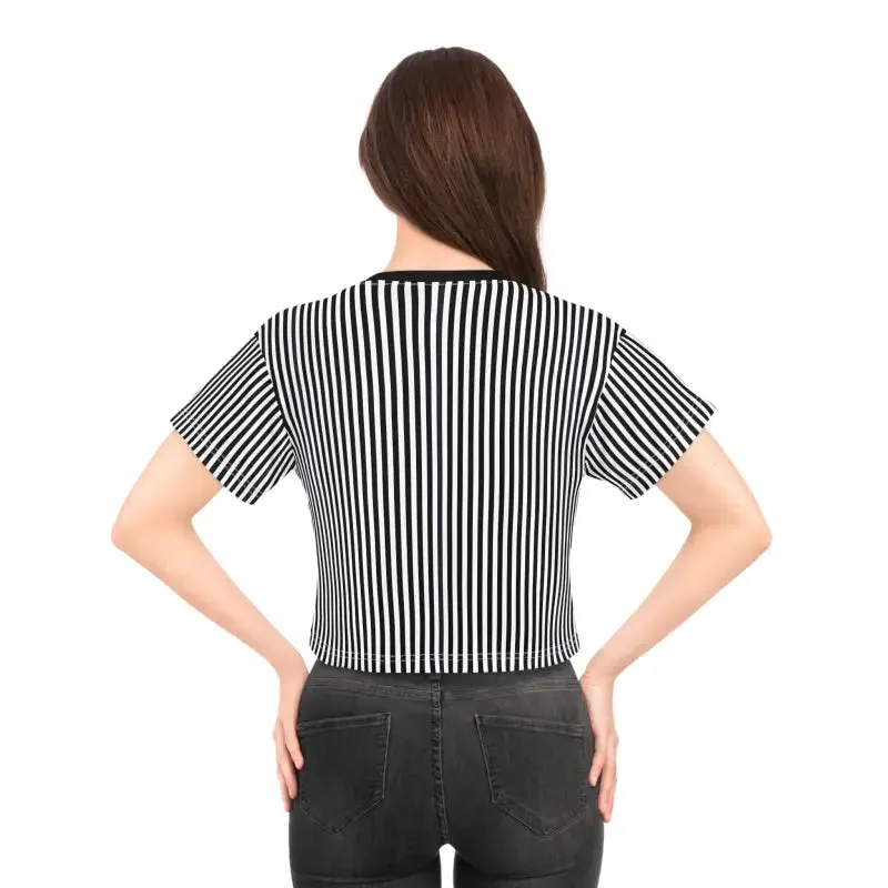 Epic Black Stripes Aop Crop Tee