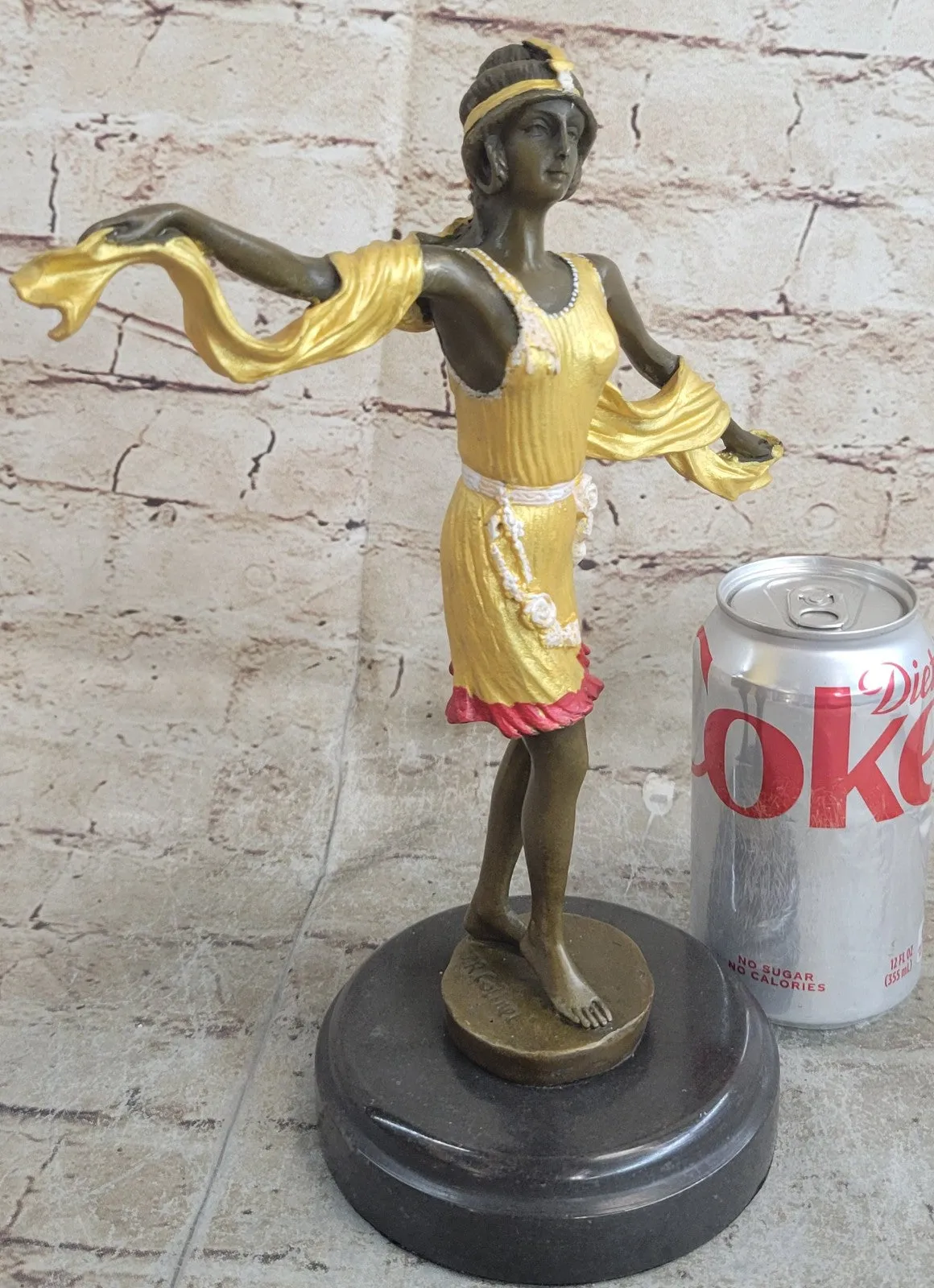 Graceful Nude Dancer By Mirval Bronze Marble Figurine Art Deco Hand Made Figure