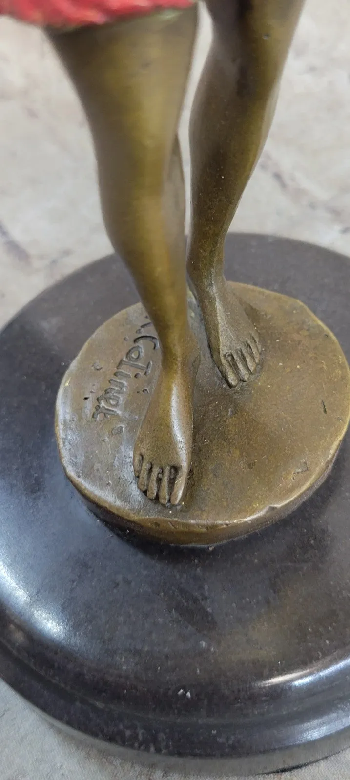Graceful Nude Dancer By Mirval Bronze Marble Figurine Art Deco Hand Made Figure