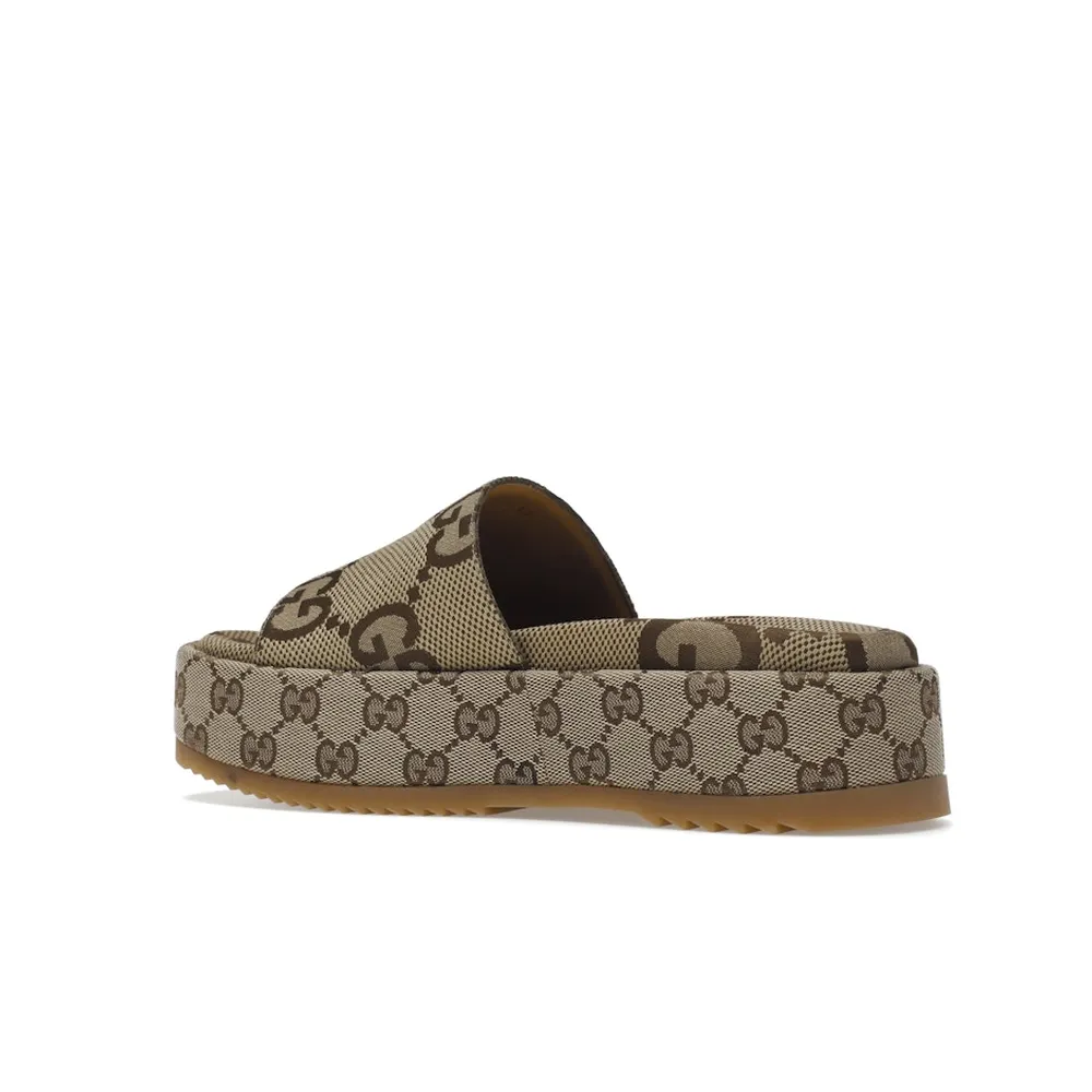 Gucci Angelina Platform 55mm Sandal Camel Canvas