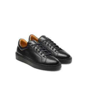 Height Increasing Black Leather Ferena Lace Up Sneakers - AW22