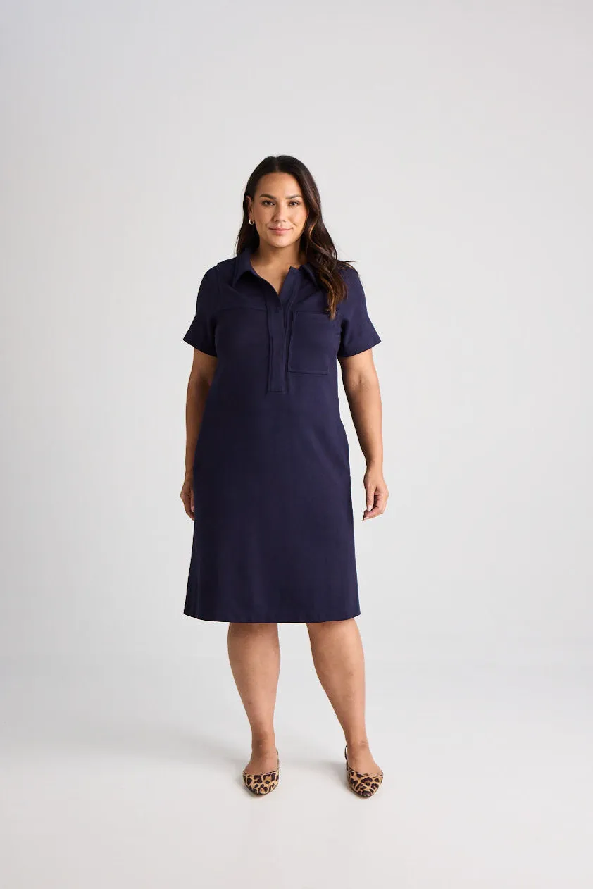 Jacqui - Dress - Knee-Length - Navy