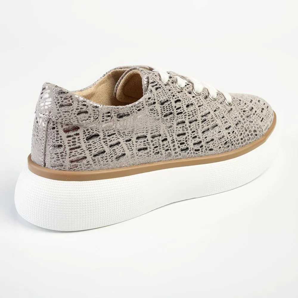 Julz Bayley Leather Platform Sneaker - Gold