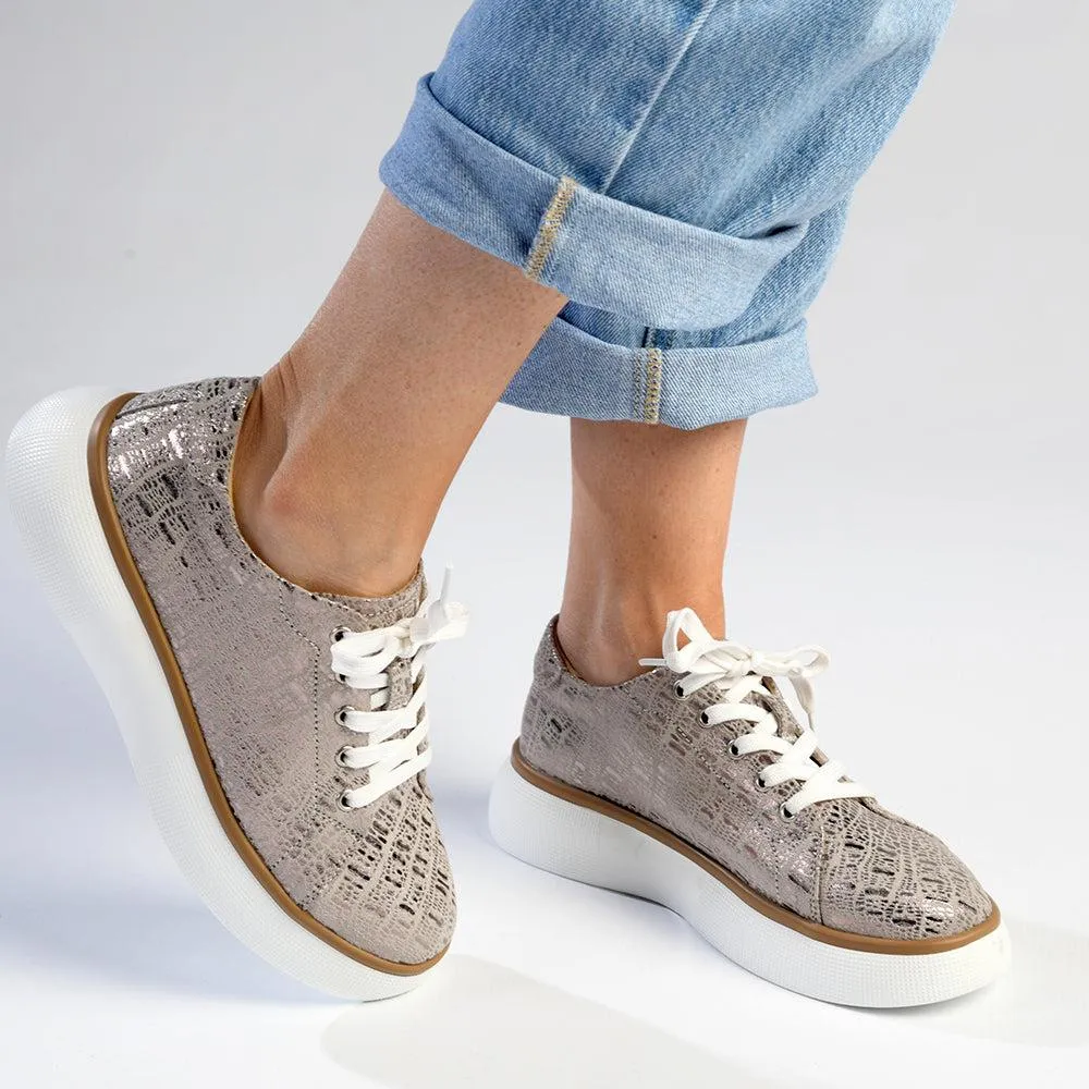 Julz Bayley Leather Platform Sneaker - Gold