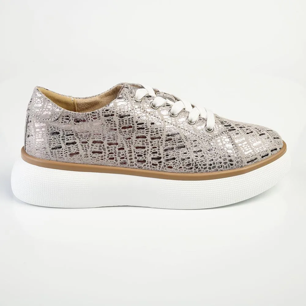 Julz Bayley Leather Platform Sneaker - Gold