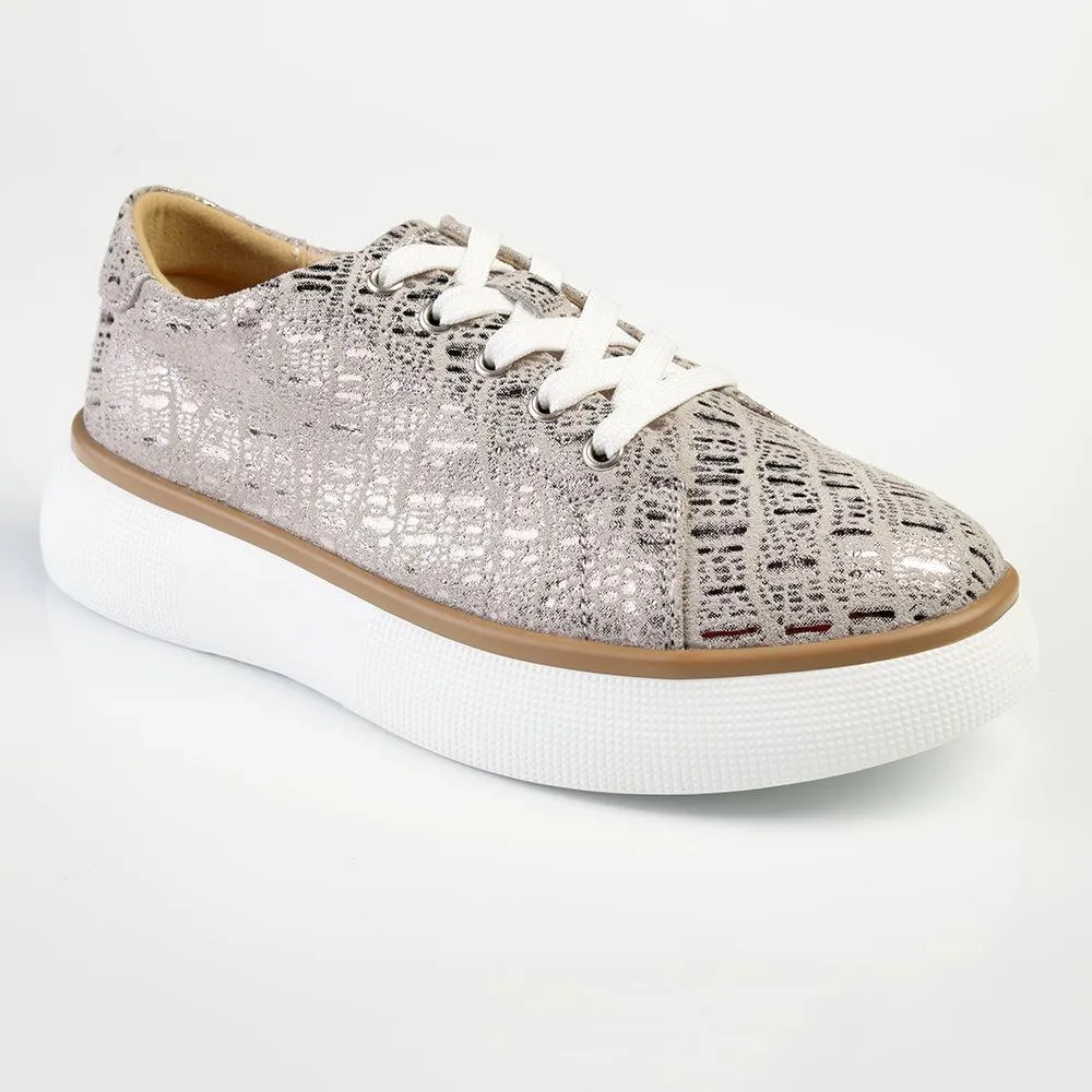 Julz Bayley Leather Platform Sneaker - Gold