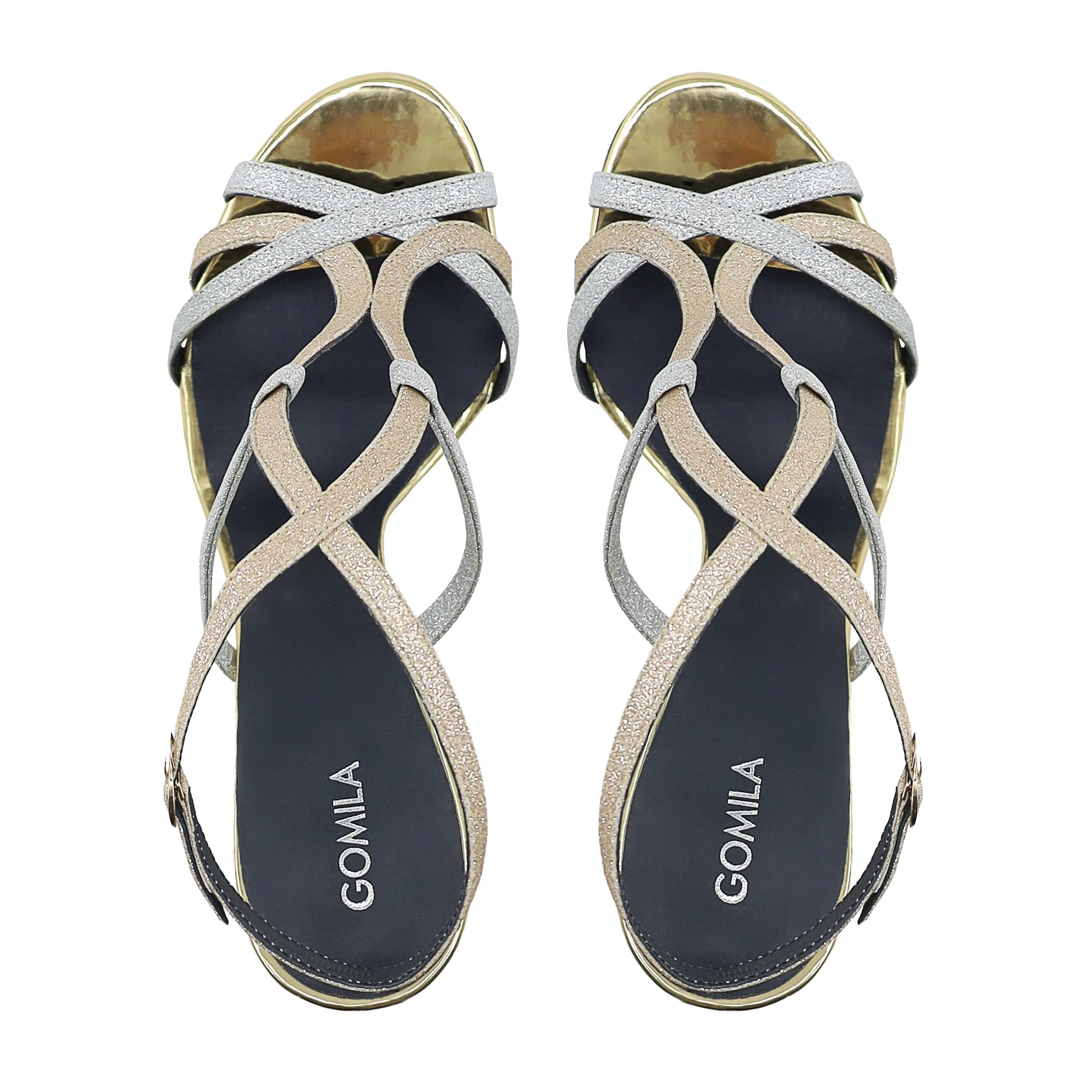 Luana - Women's Silver and Golden Strapped Heels