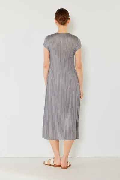 Marina West Swim Pleated Cap Sleeve A-Line Dress