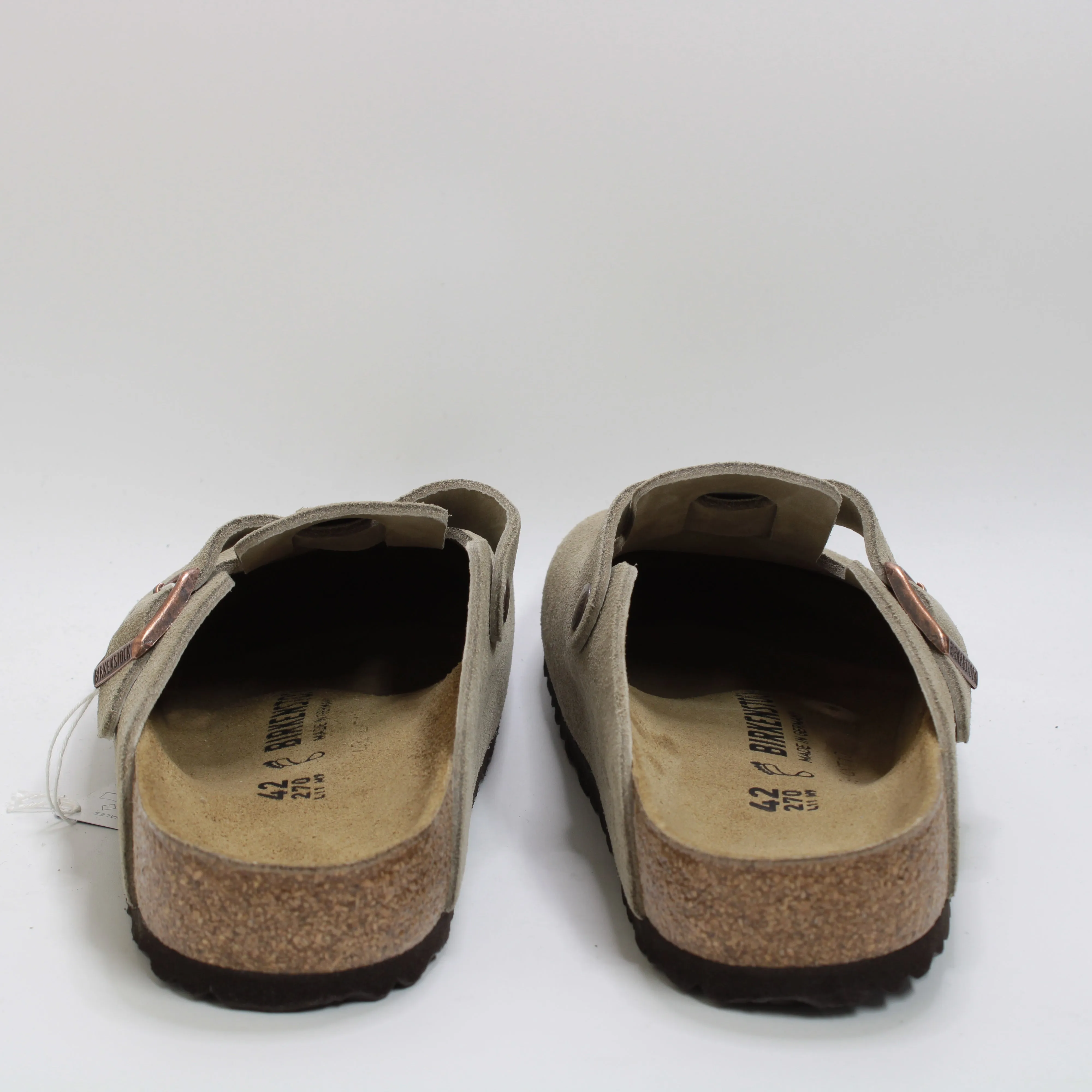 Mens Birkenstock Boston Clogs Suede Taupe
