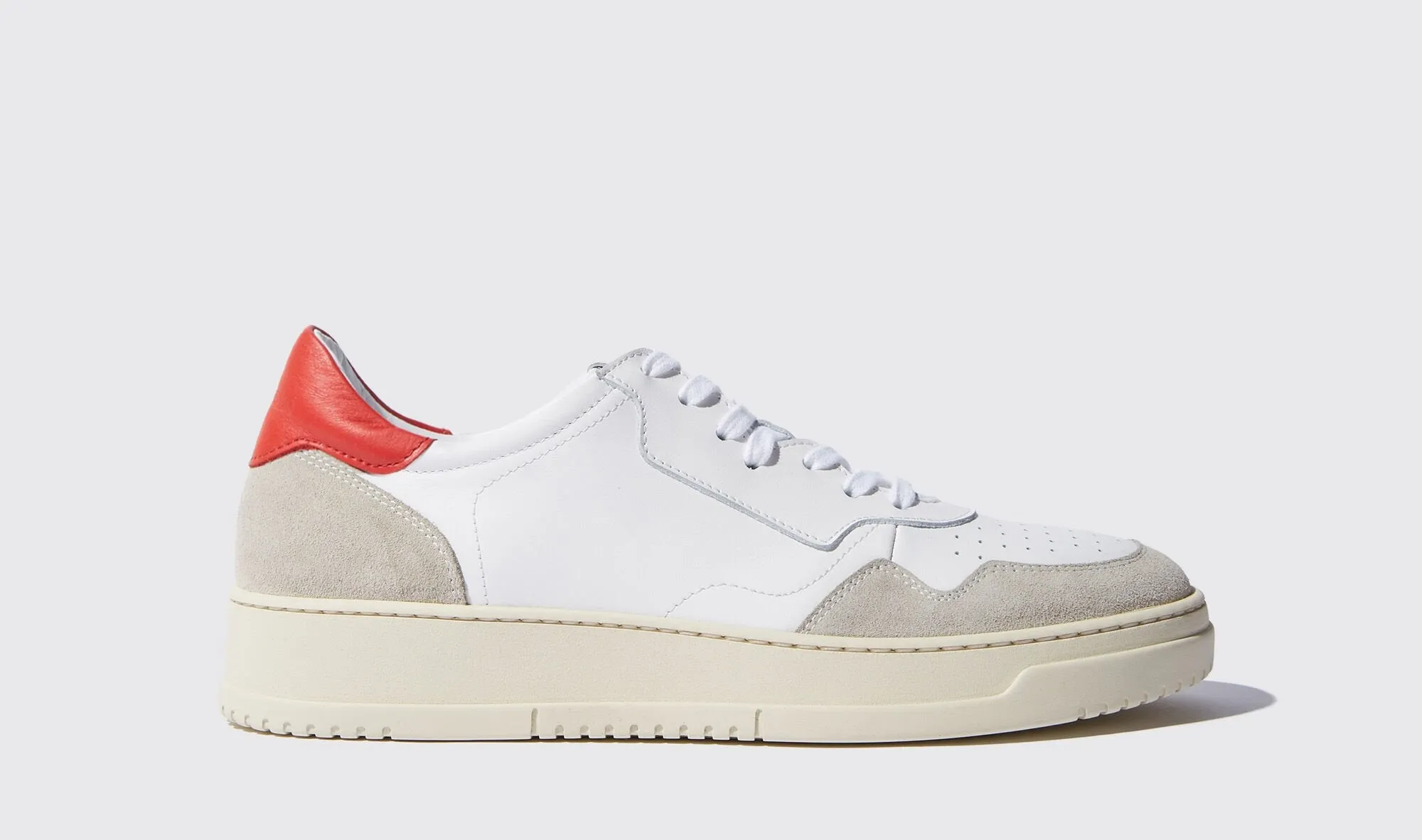 Red and White Leather and Grey Suede Carter Lace Up Sneakers - Summer 2024 Collection