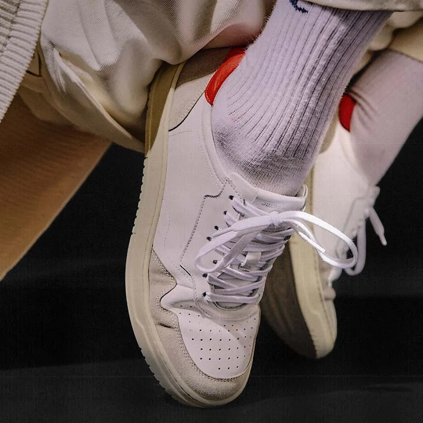 Red and White Leather and Grey Suede Carter Lace Up Sneakers - Summer 2024 Collection