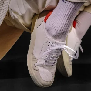 Red and White Leather and Grey Suede Carter Lace Up Sneakers - Summer 2024 Collection