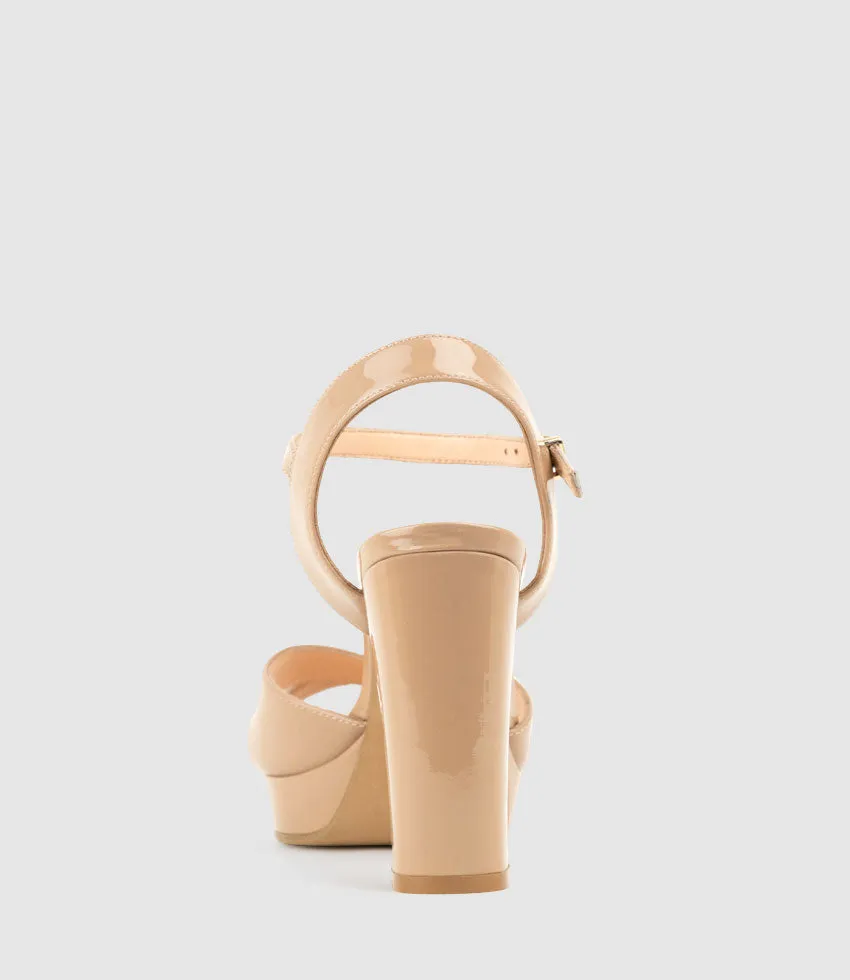 RENATA100 Crossover Platform Sandal in Nude Patent