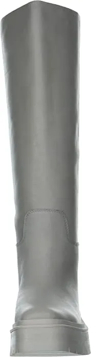 Sam Edelman Larina Pebble Grey Leather Chunky Lug Sole Knee High Riding Boots