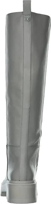 Sam Edelman Larina Pebble Grey Leather Chunky Lug Sole Knee High Riding Boots
