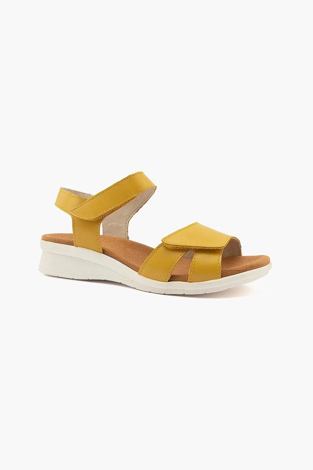SILVER LINING - Mustard leather comfort sandals! 40