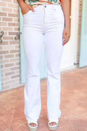 Simply Sweet Raw Hem Flare Leg jeans
