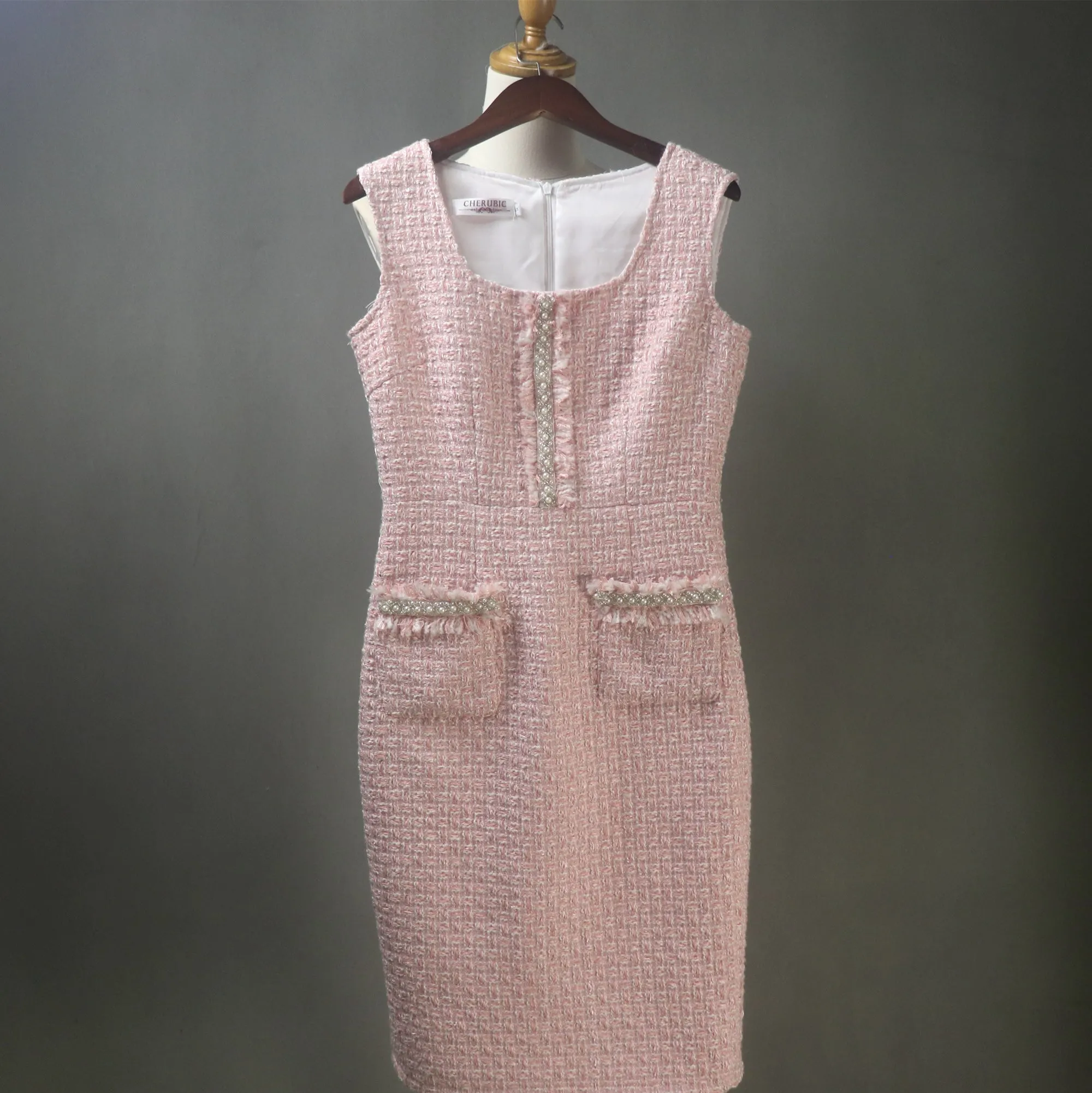 Spring Summer Baby Pink Dress Suit  with Crop Jacket and a Big Bow