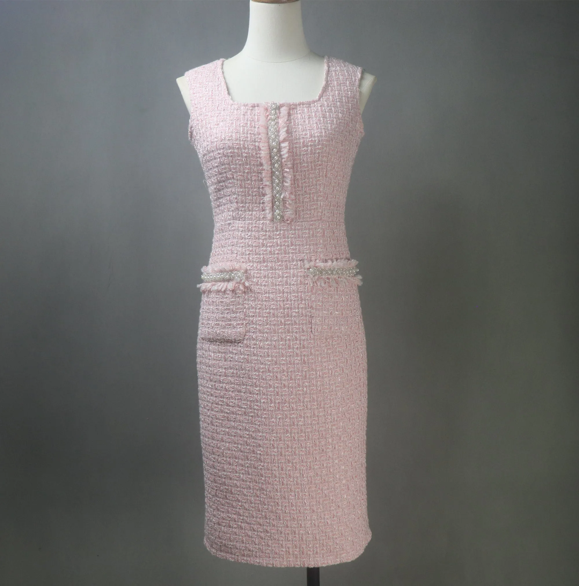 Spring Summer Baby Pink Dress Suit  with Crop Jacket and a Big Bow