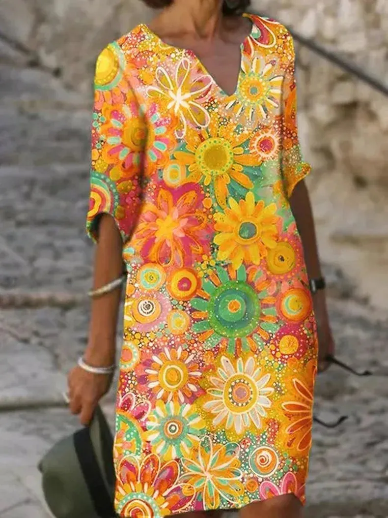 Sylis | Floral Print Dress with V-neck