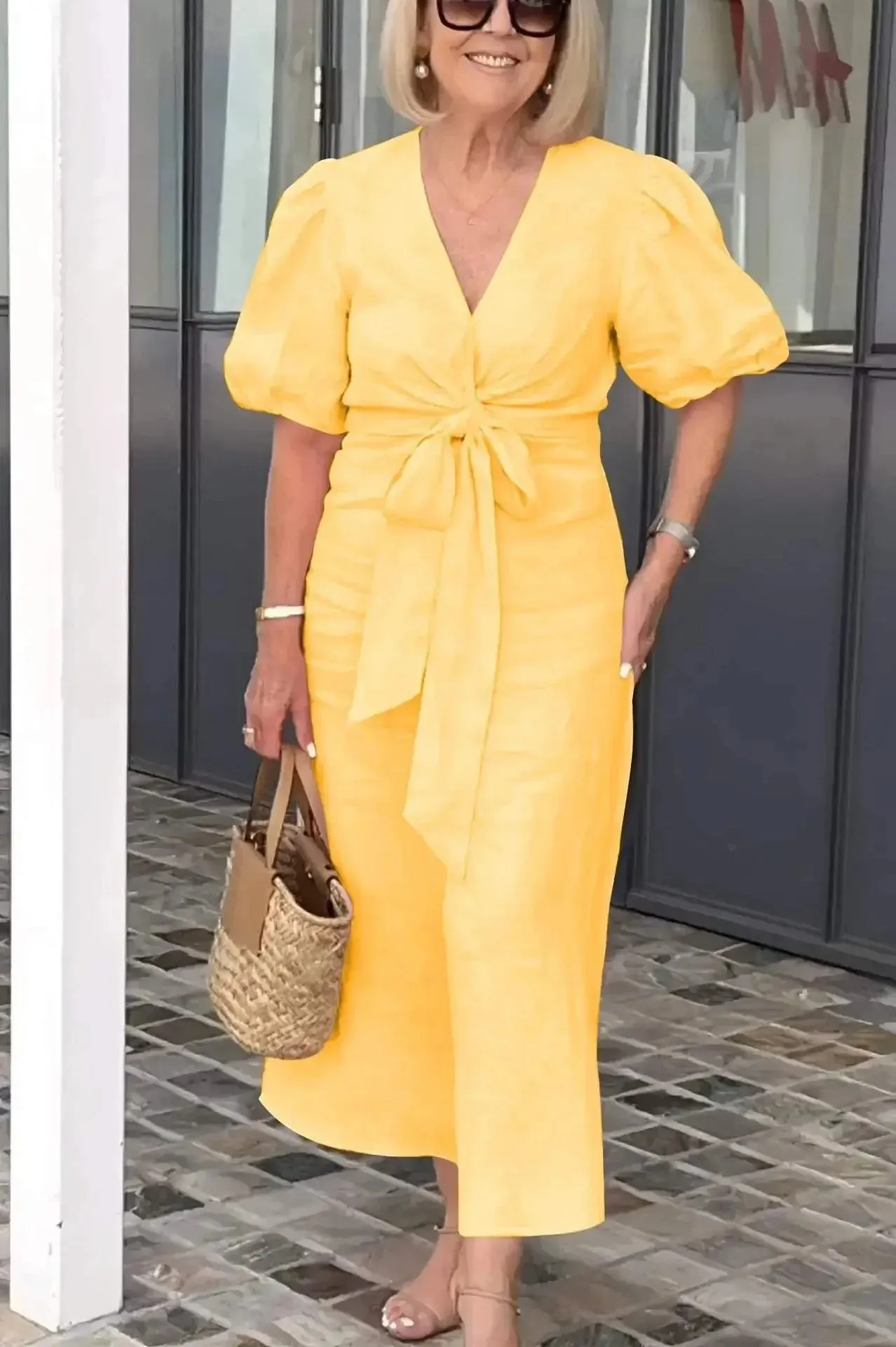 Sylis | V-Neck Cotton Dress With Laces