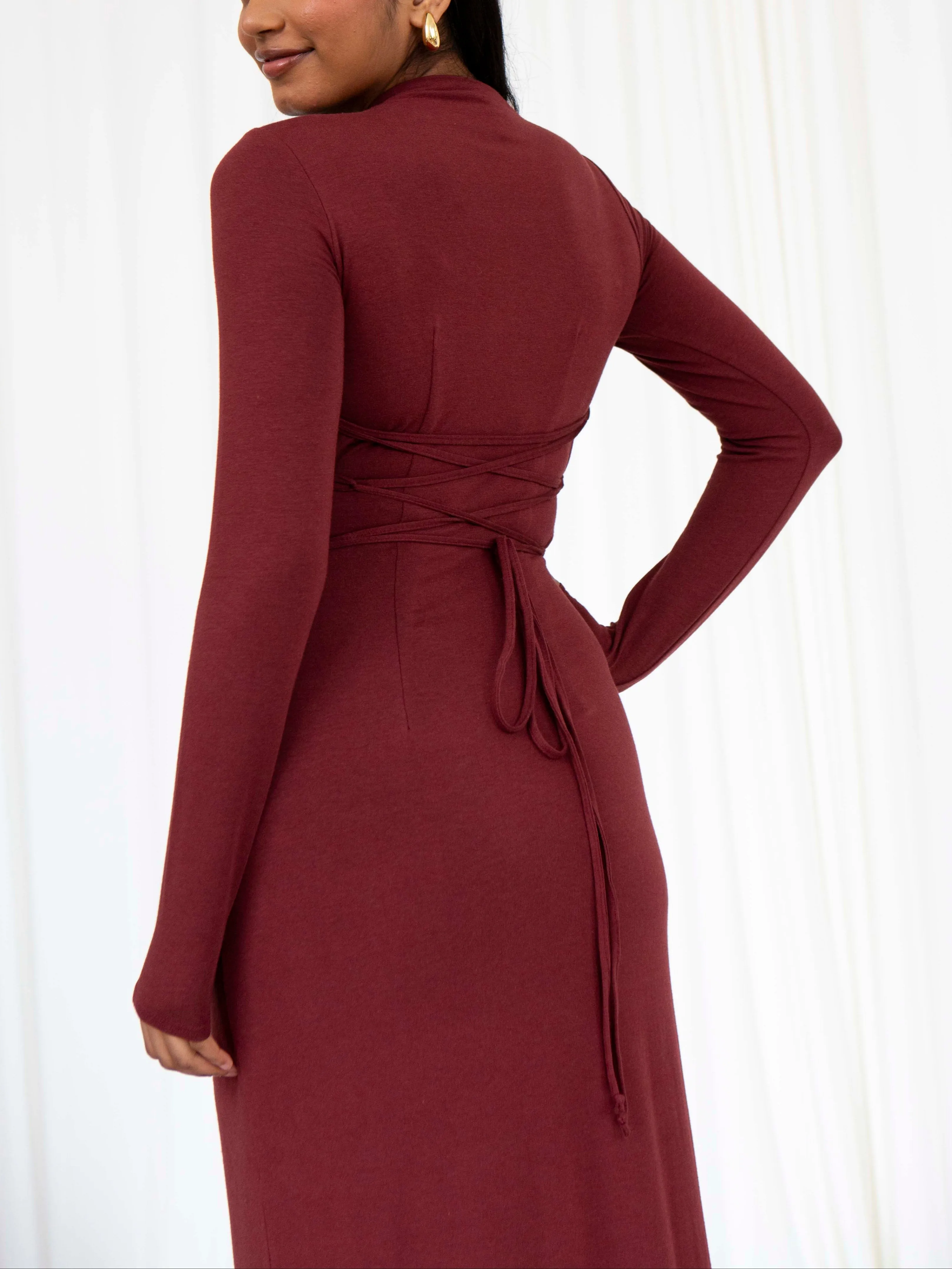 Veneta – Draped elegant stretch – Long-sleeve gown