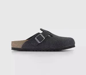 Womens Birkenstock Boston Clog Anthracite Wool