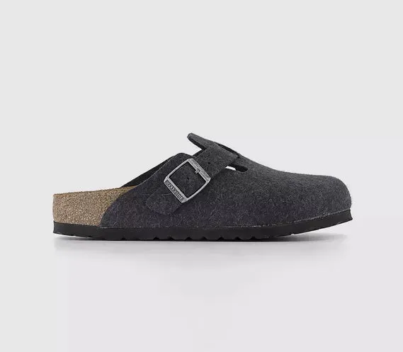 Womens Birkenstock Boston Clog Anthracite Wool
