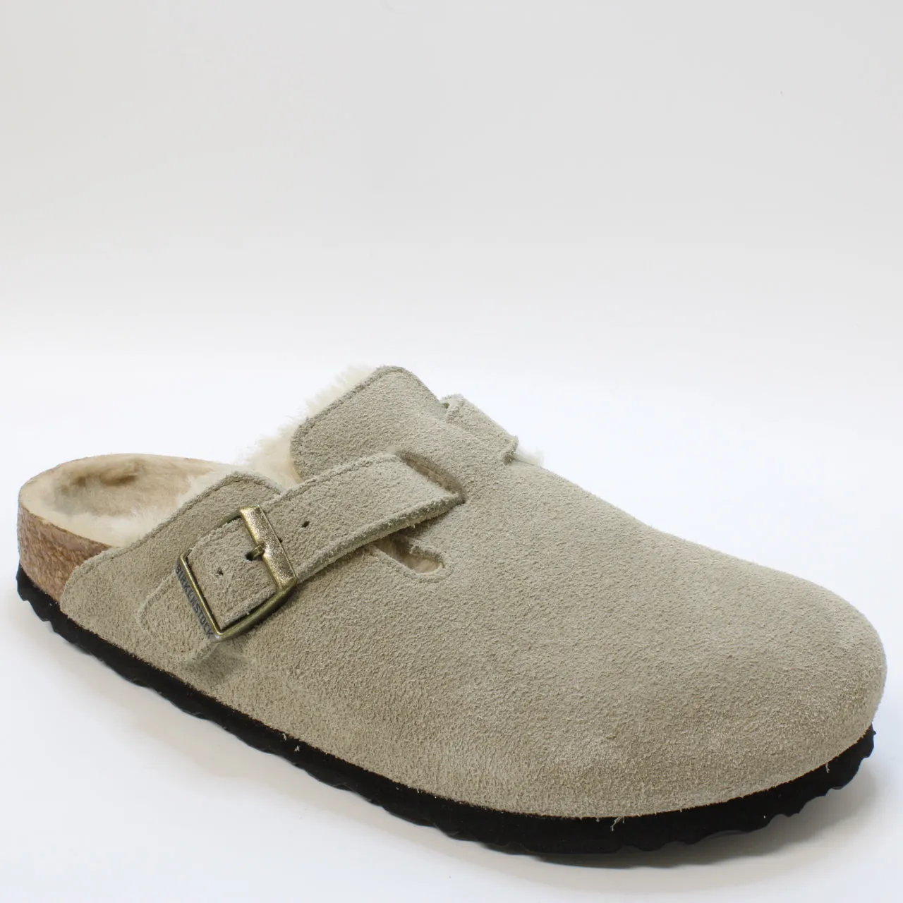 Womens Birkenstock Boston Shearling Clogs Taupe