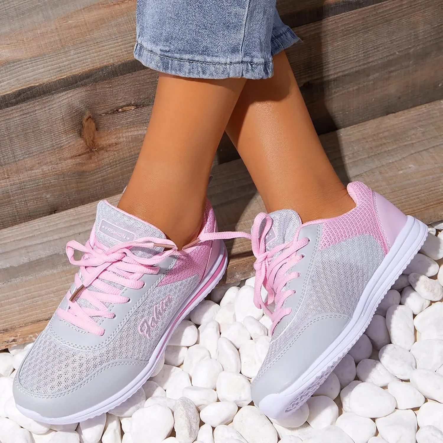 Womens Lace Up Running Shoes Non Slip Walking Shoes Mens Dress Shoes Breathable Ladies Shoes Casual Black Platform Sneaker Platform Tennis Shoe Cross Trainer Shoe