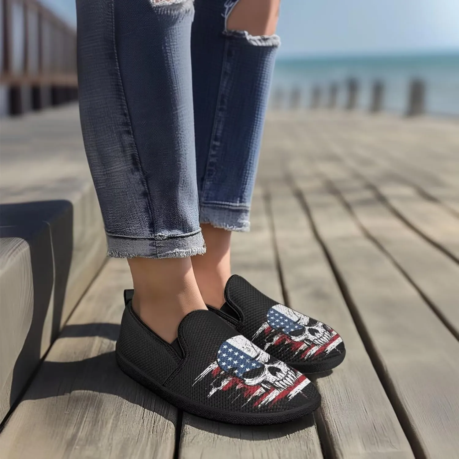 Women's Mesh Flats Shoes Breathable Low Top Slip On Sneakers Fashion Comfort Ladies Walking Travel Loafers