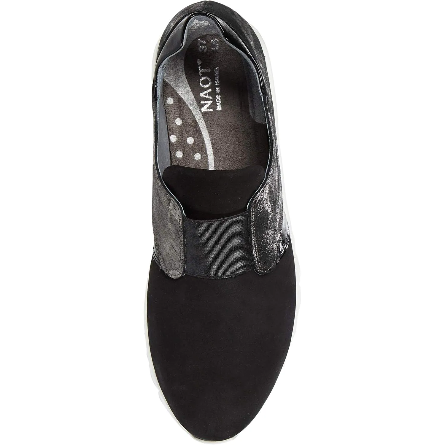 Women's Naot Intrepid Black Velvet/Metallic Onyx Leather/Nubuck